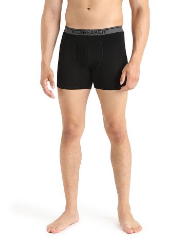 Pánské Spodní Prádlo Icebreaker Merino Anatomica Boxers With Fly Černé | CZ 1638HAPK